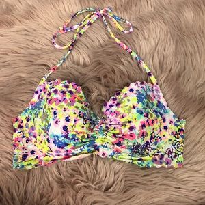 VS swim floral scalloped halter bikini top 32C